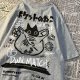 Cat Cartoon Print Short Sleeve T-shirt Lady