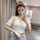 Women High Waist Short One-line Neck Strapless Sexy Puff Sleeve Top